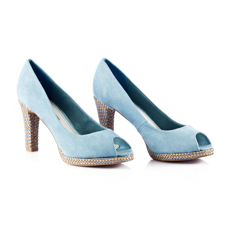 Womens Blue Open Toe Heels