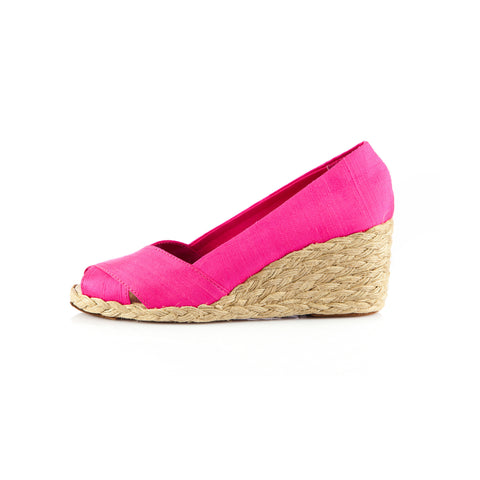 Womens Pink Wedged Mules